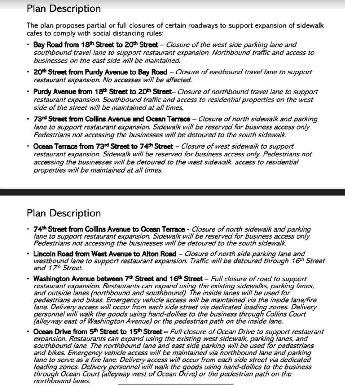 Miami Beach officials, who closed Ocean Drive to vehicle traffic, have requested that Miami-Dade County allow the city to close sections of Washington Avenue and Lincoln Road to traffic in order to expand outdoor seating for restaurants.