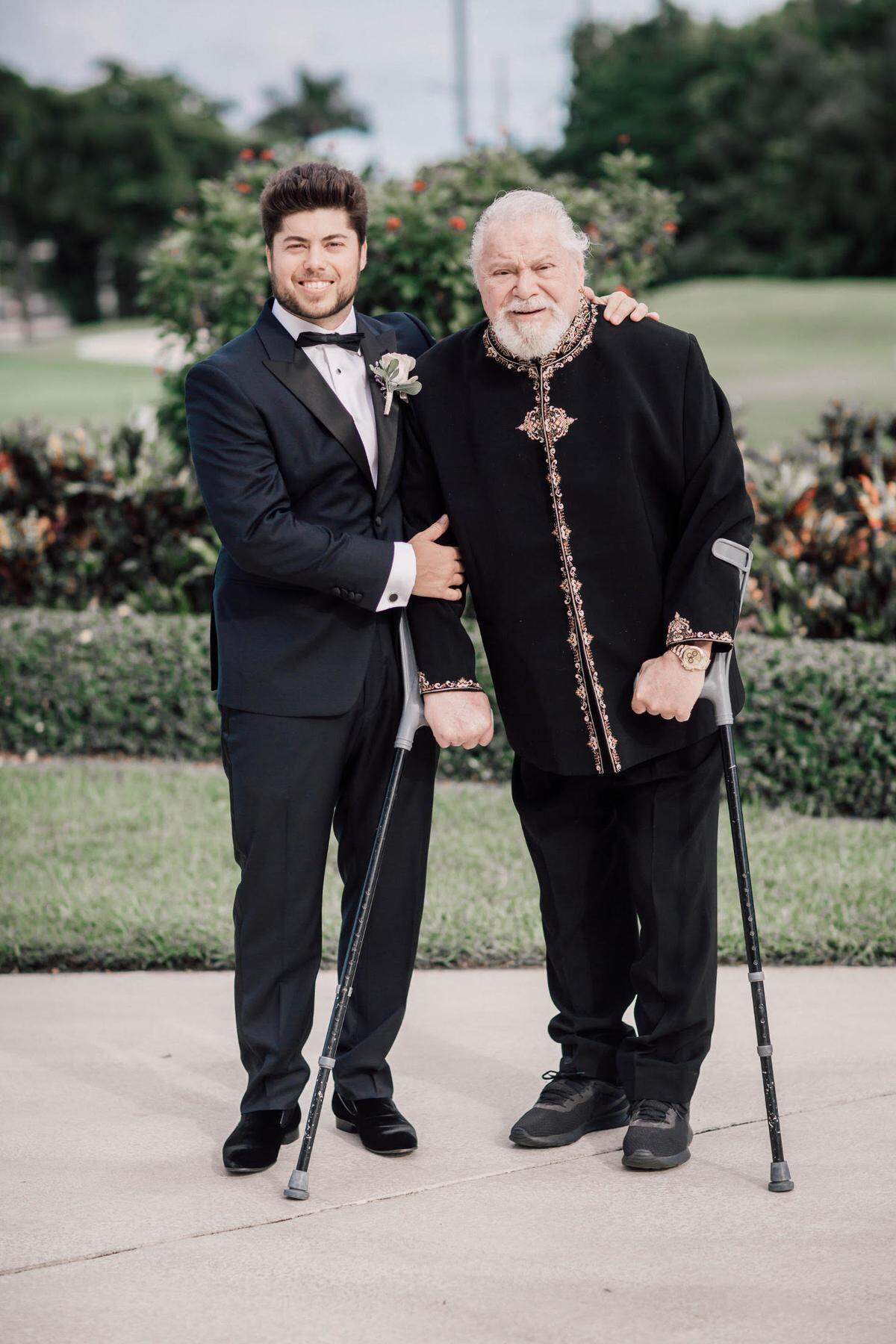 Art Metrano (left) with his son Harry Metrano at Harry’s wedding to his wife, Melissa, in Boca Raton, Florida, in 2018.