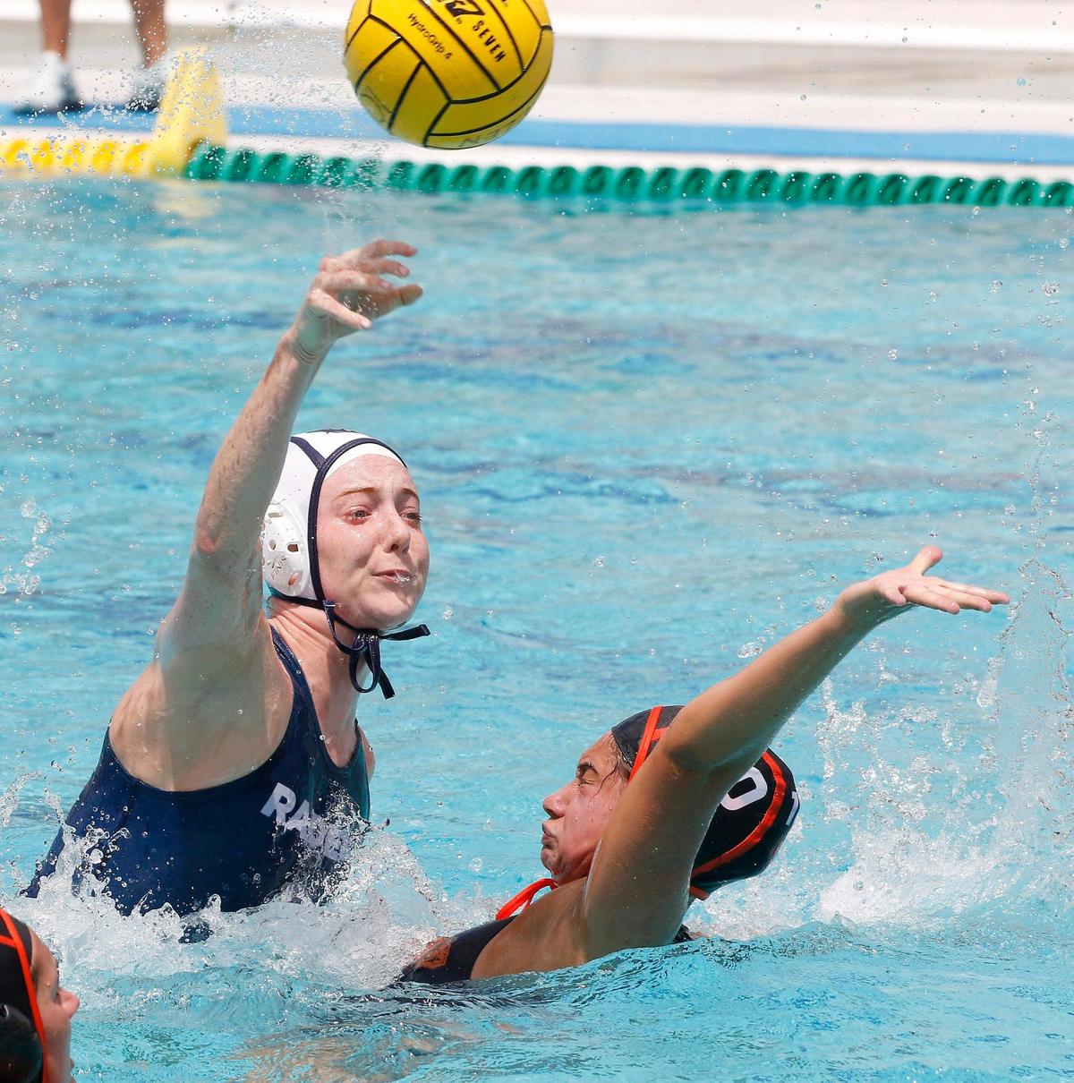 Gulliver Prep’s Kathleen Serig attempts to score during the FHSAA Girls Water Polo State Championship final match against Seminole Noles (Sanford) on Saturday, April 26, 2025 at Gian Zumpano Aquatic Center in Miami.