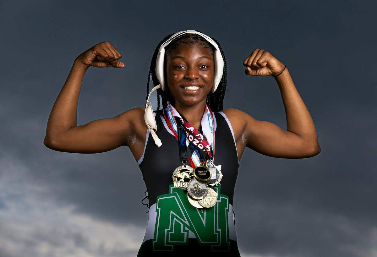 Dade Wrestling Player of the Year Mya Bethel, from North Miami Senior High School, is photographed at A.D. Barnes Park in Miami, Florida on Thursday, March 17, 2022.