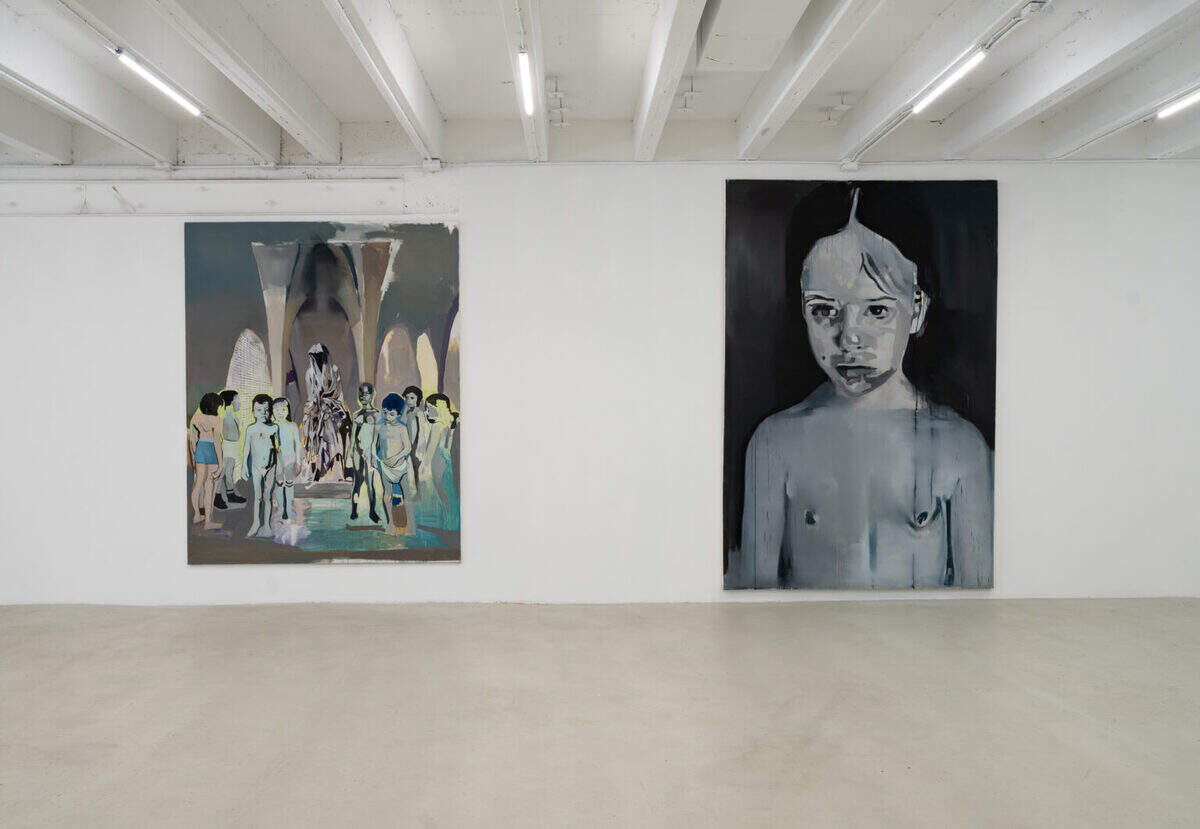 Organizer Karen Grimson felt Maman’s large-format paintings were a perfect fit for the large white gallery walls in a space in the Miami Design District.