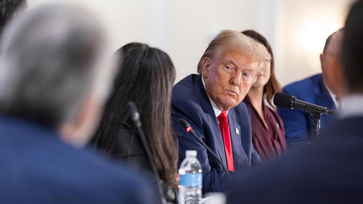 President Donald Trump listens during a roundtable discussion with local Latino leaders at Trump National Doral Miami on Tuesday, Oct. 22, 2024, in Doral, Florida. His name has loomed over Miami-Dade County’s incinerator debate because one potential site sits a few miles from the resort he owns in Doral.