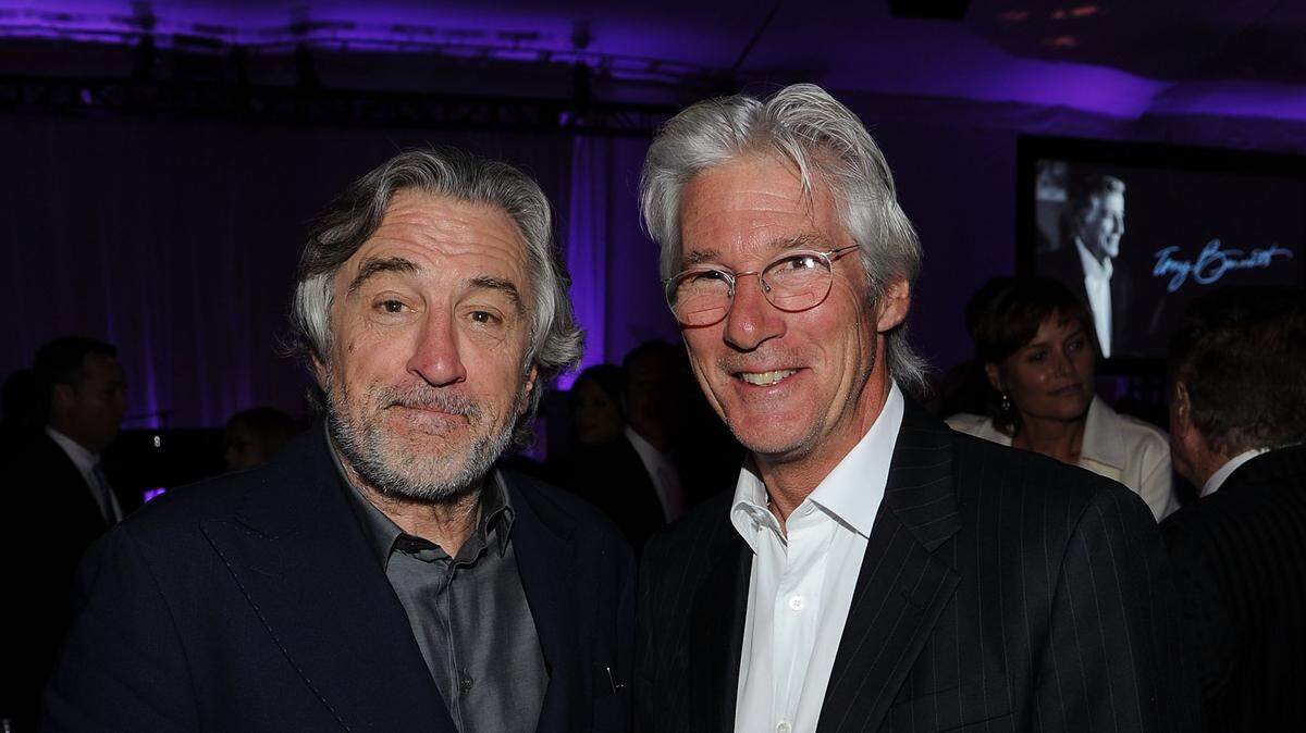 Actors Robert De Niro (L) and Richard Gere attend Tony Bennett’s 85th Birthday Gala Benefit for Exploring the Arts at The Metropolitan Opera House on September 18, 2011 in New York City.