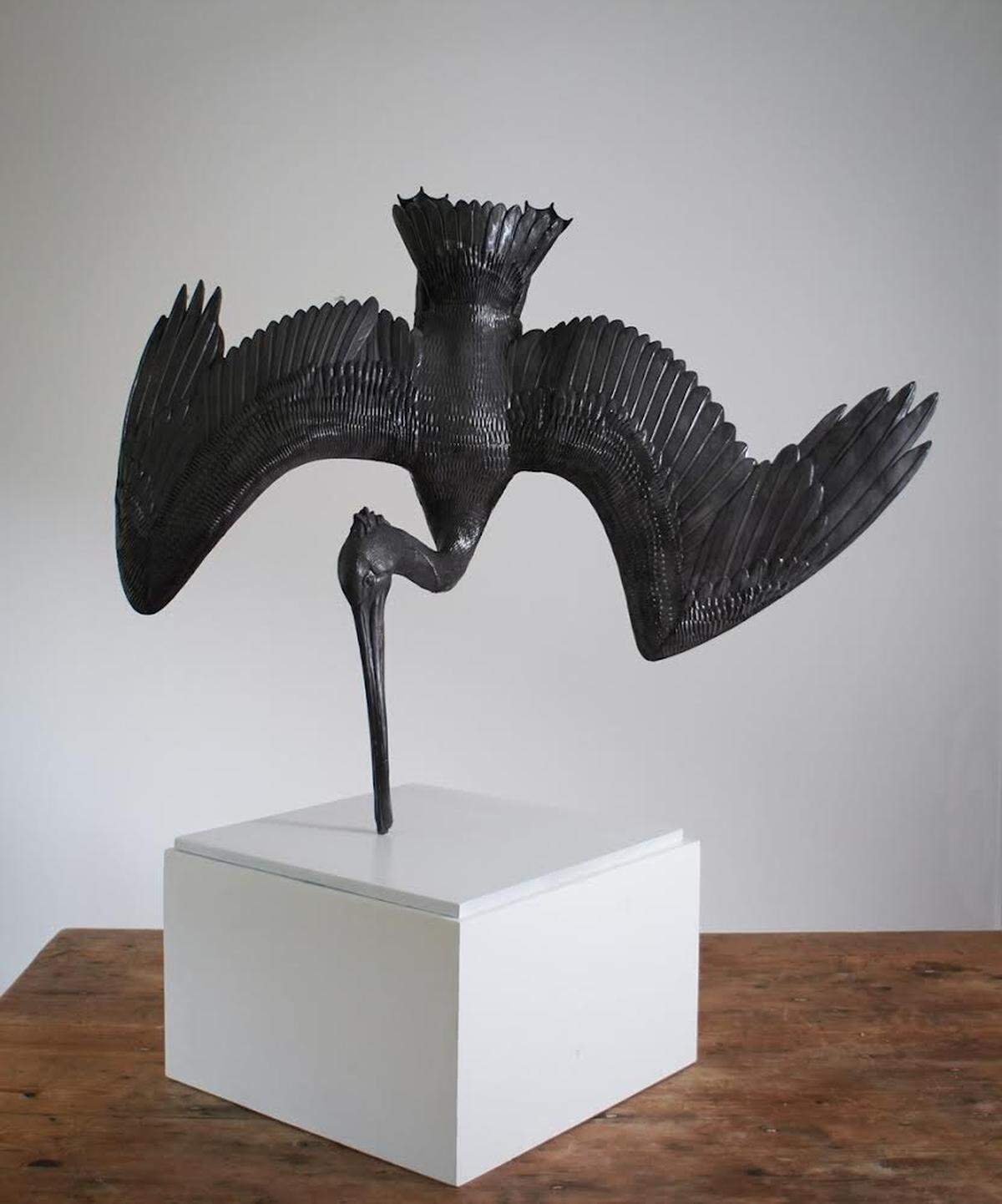Ryan Metke, “Anatomy of a Feather,” 2024. Polymer Gypsum, Steel.