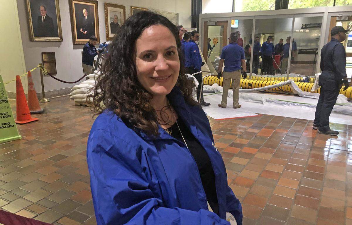 Tara Smith, director of Internal Services, surveyed the damage to Miami-Dade County headquarters Tuesday afternoon. 