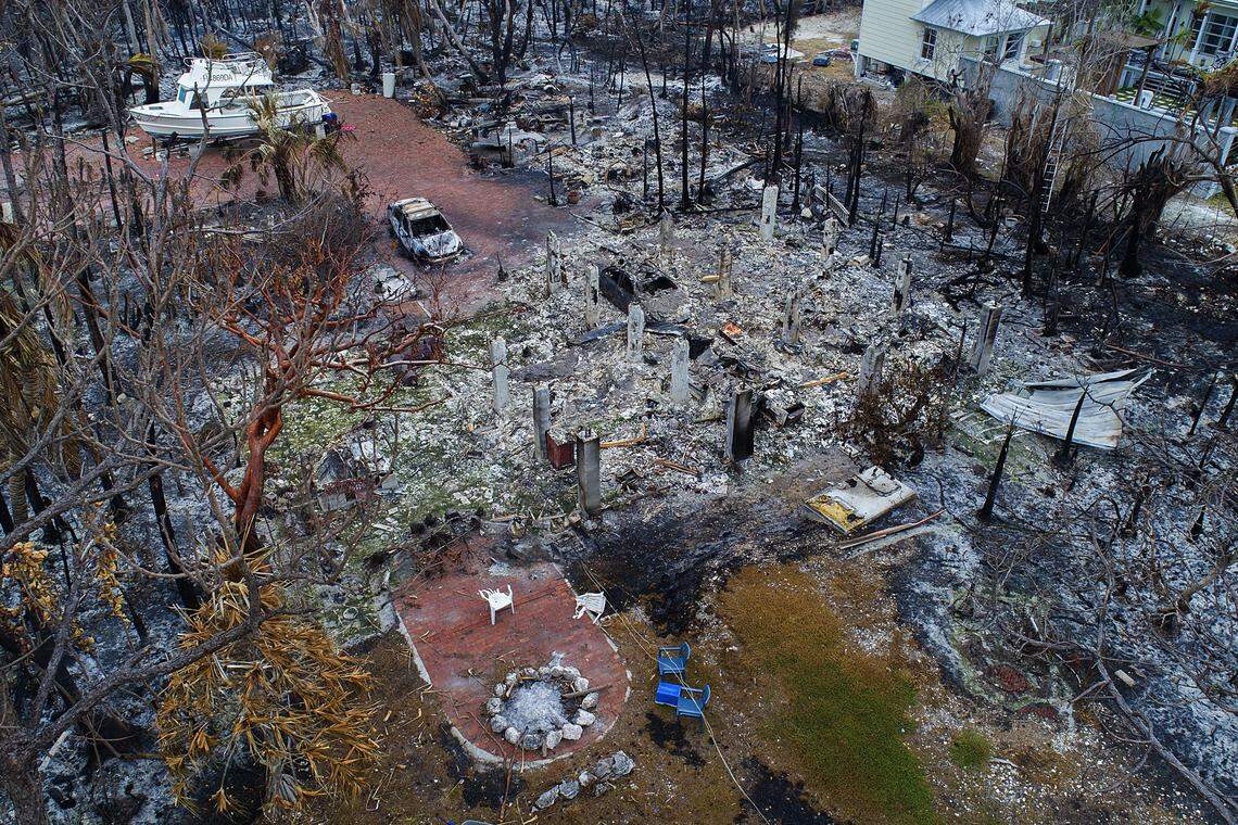 Aerial view of a house owned by Chris Arsenault that burned down on Big Pine Key.