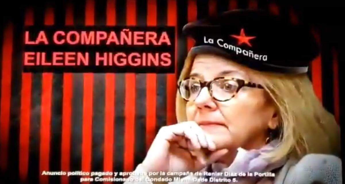 District 5 Miami-Dade Comission candidate Renier Diaz de la Portilla has attacked incumbent Commissioner Eileen Higgins in campaign ads by using a doctored image of her wearing a Che Guevara beret.