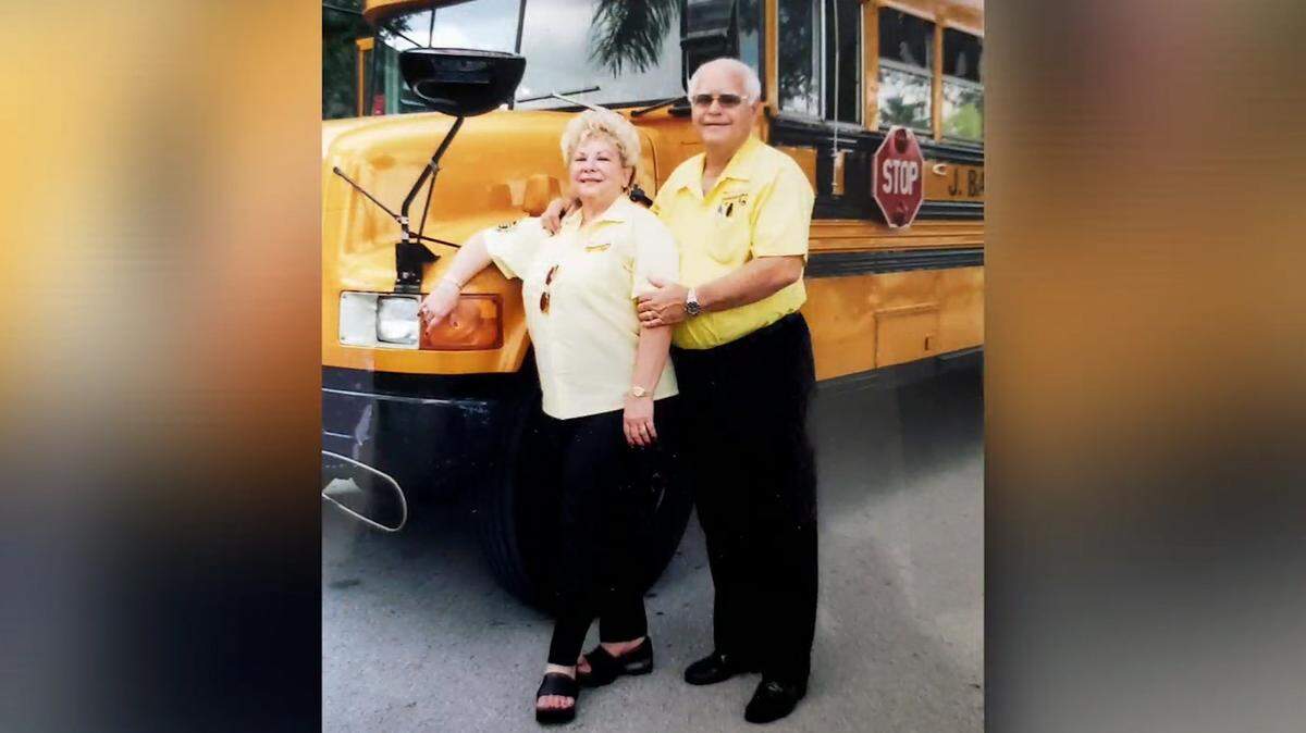 Julio Balsera with his wife, Esther. In 1967, Balsera, who emigrated from Cuba in the 1960s, founded J. Balsera School Bus Service, the first private company that offered school transportation in Miami.