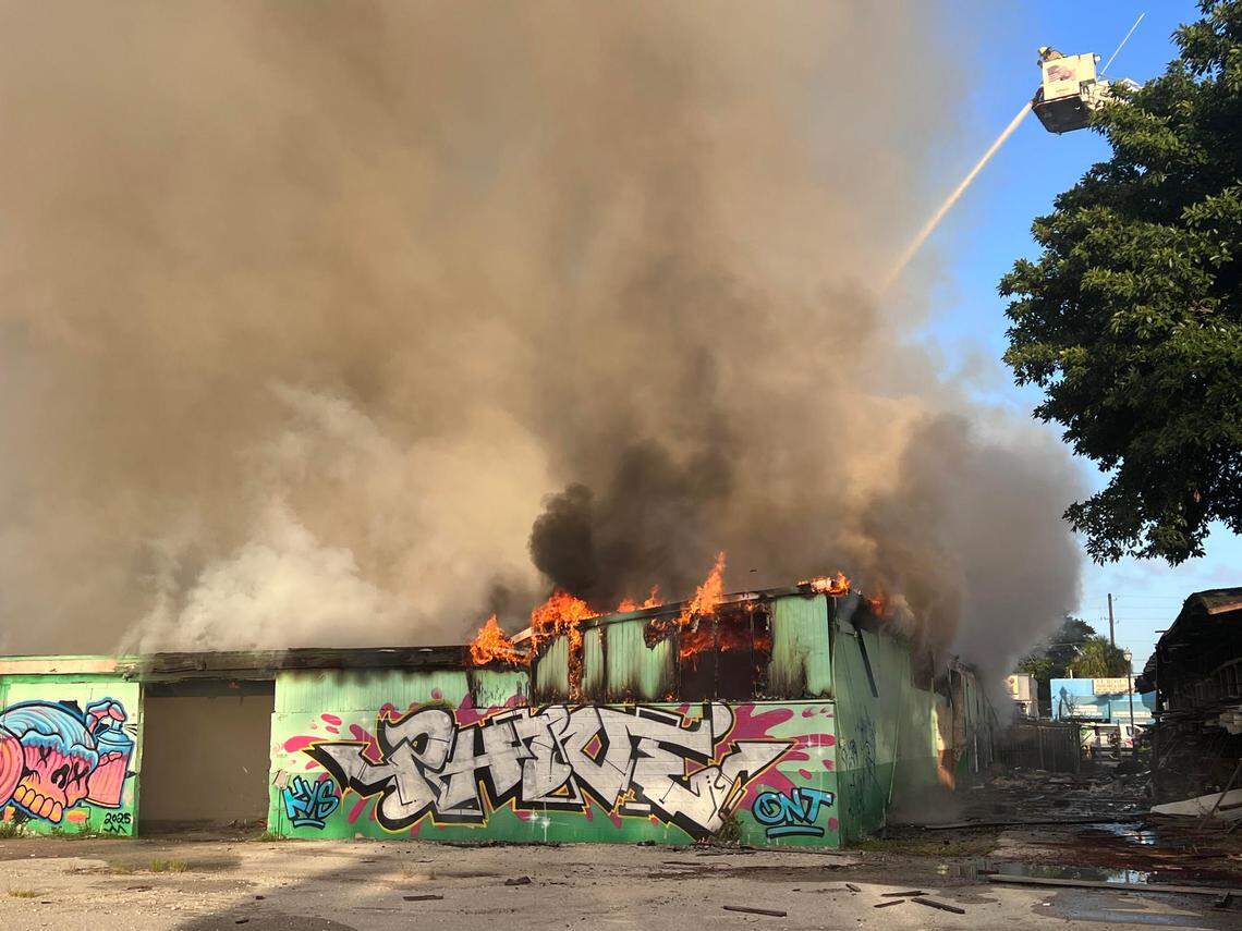 A massive fire broke out at a lumber warehouse in Miami, causing a major emergency response.