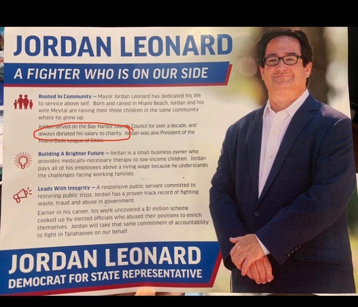 A campaign mailer for Jordan Leonard.