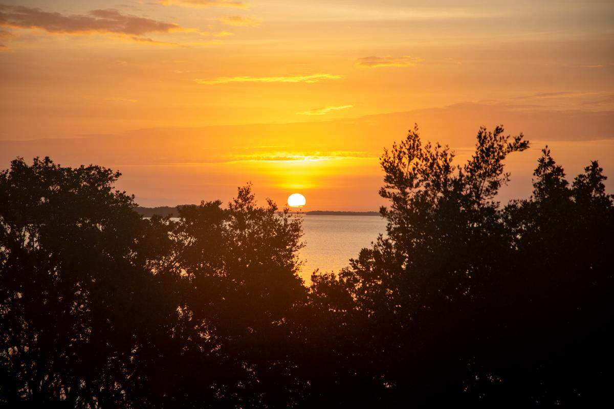 The sun rises over Florida Bay in Everglades National Park.
