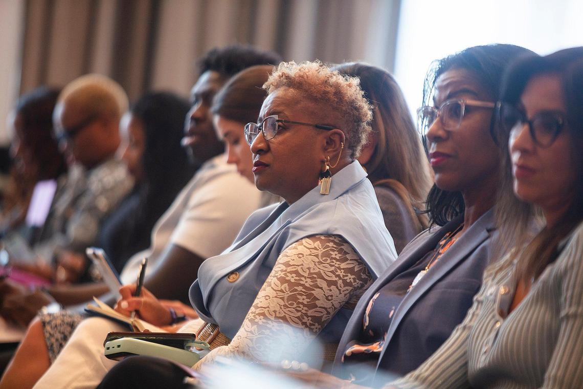 Audience members listen intently during the Business Leaders of Color event at the ColorComm Conference on Wednesday, July 23, 2025, at the Fontainebleau Miami Beach in Florida.