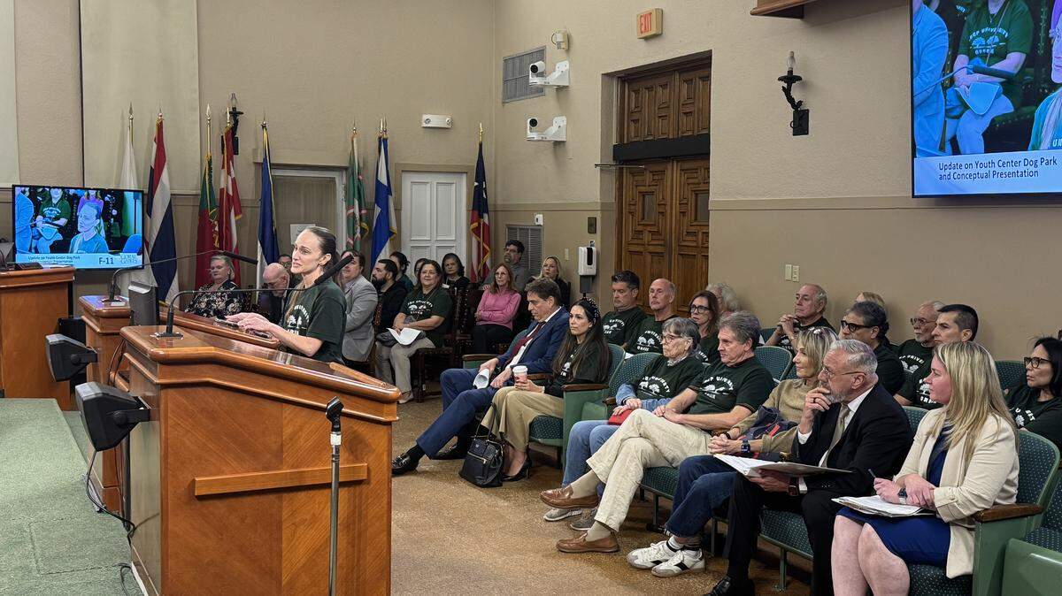 Coral Gables resident Sara Cortes shares her concerns about the already-approved plans to open an off-leash dog park near the Coral Gables library during a commission meeting on Tuesday, Jan. 13, 2026.