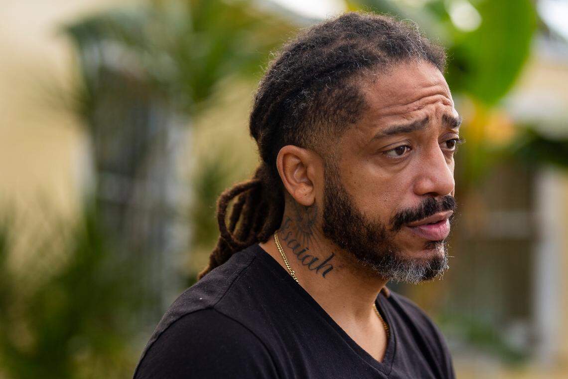 Free Rene Balbona, 39, a youth pastor, stands in front of his home in Little Haiti on Saturday, January 19, 2019. Balbona’s car and home were sprayed with bullets when his house got shot on Nov. 28, 2018. Balbona’s son, Isaiah, was killed on Dec. 28, 2018 inside a car in Opa-locka.