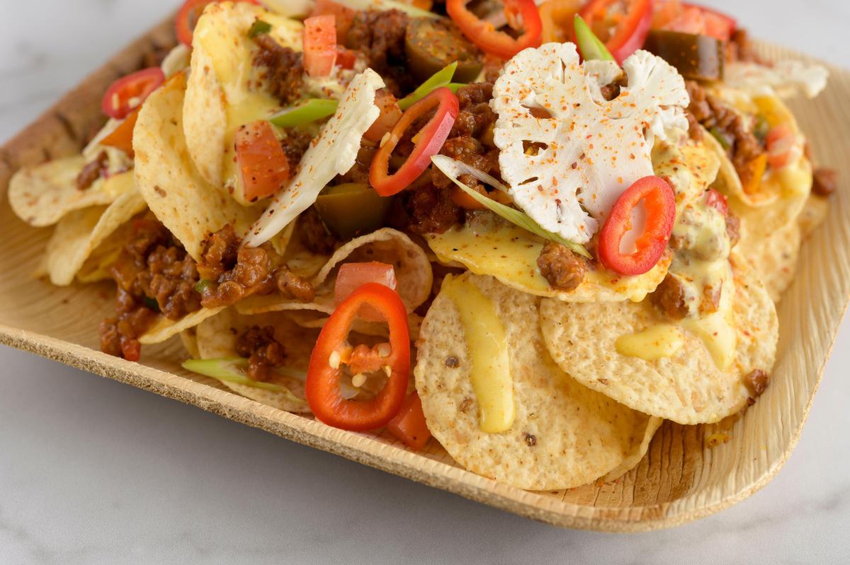 Vegan nachos are one of the dishes on the menu at Hard Rock Stadium this Sunday during the Super Bowl.