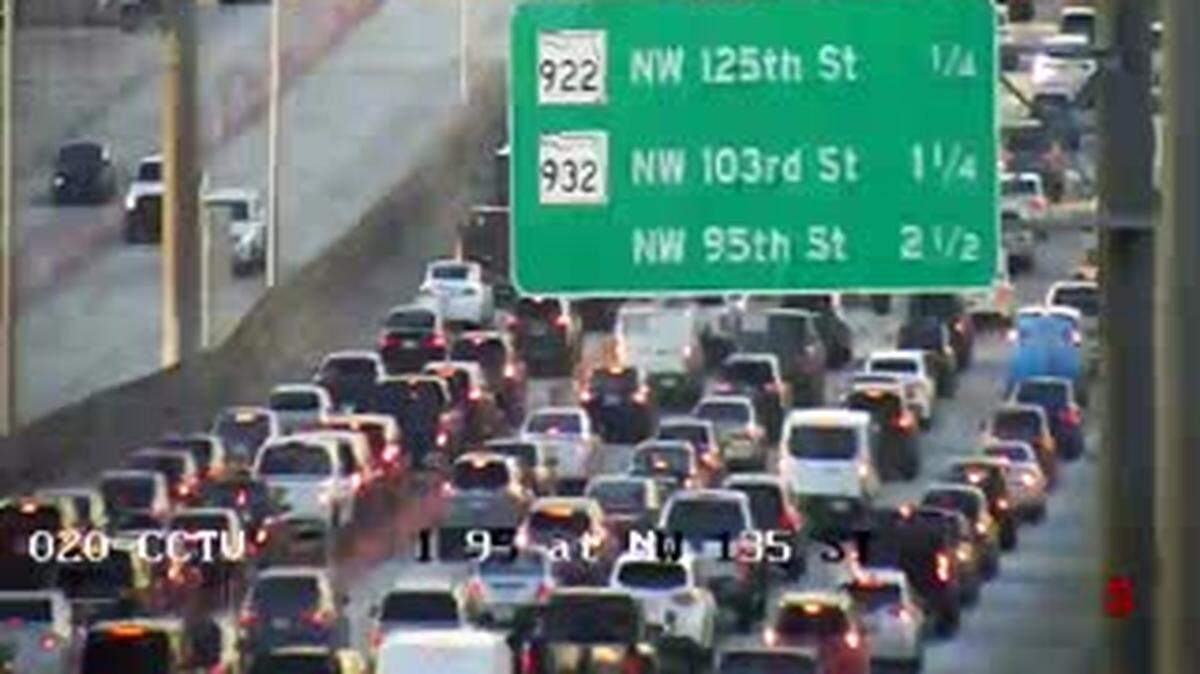 The Interstate 95 southbound backup caused by Monday morning’s car fire