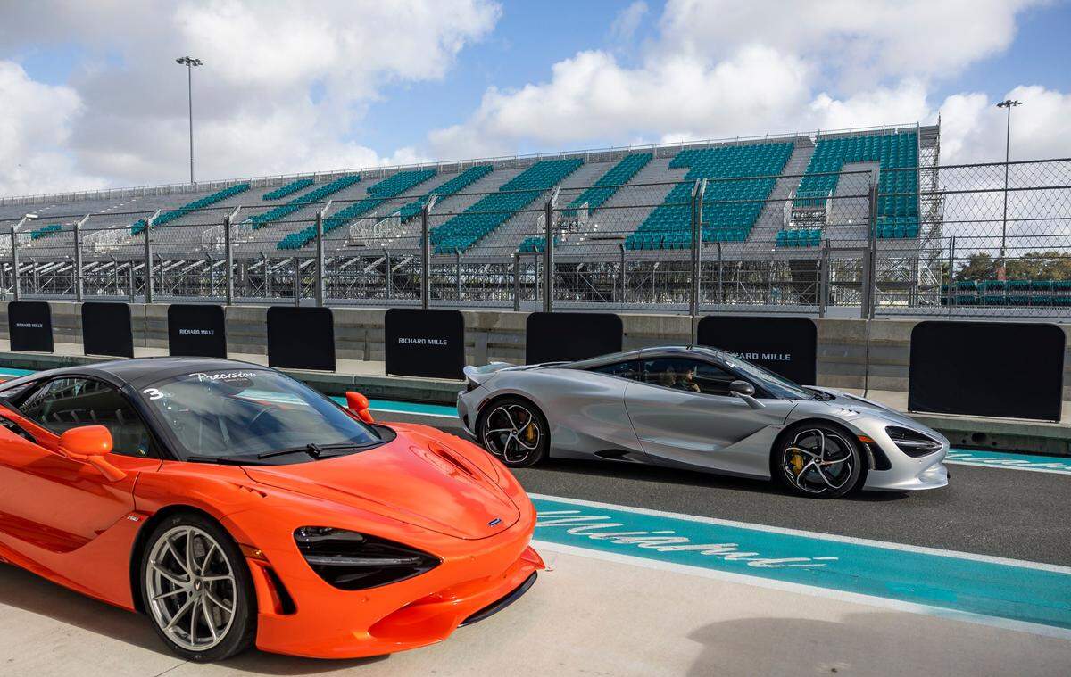 A driver makes his way onto the Miami International Autodrome track during the F1 Miami GP Media Day at Hard Rock Stadium on Thursday, Feb. 13, 2025, in Miami Gardens, Fla.