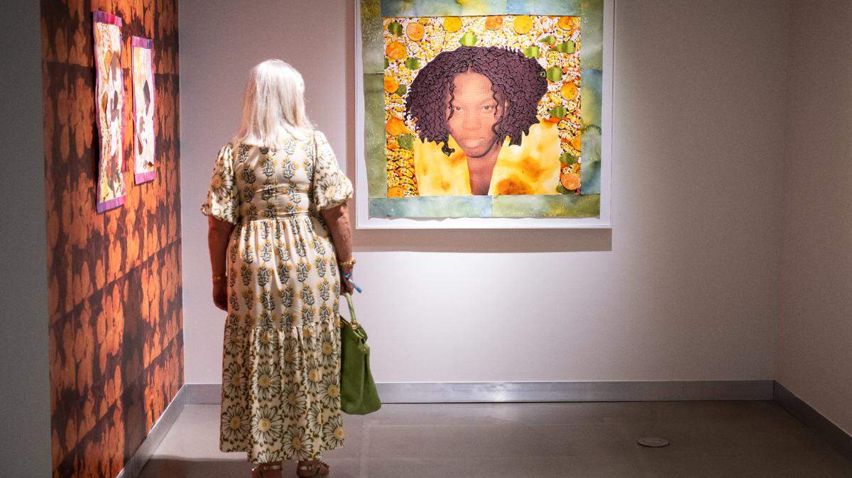 “Enveloped by the Sun #9 (Destiny)” by artist Mark Fleuridor on display at “Sunshine,” an exhibition at YoungArts’ gallery in Miami.