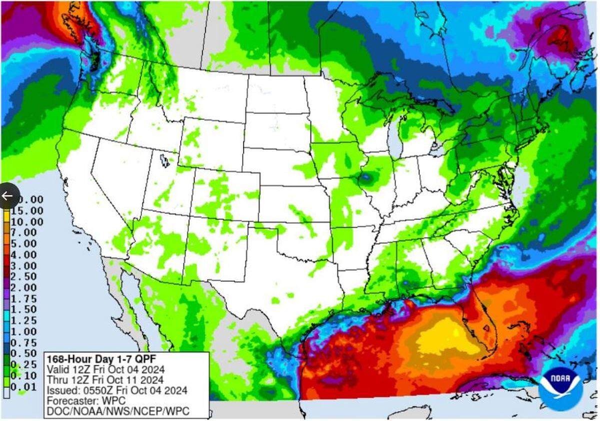 This prediction suggests that South Florida could be in for heavy rains in the next week as a tropical low moves over the state.