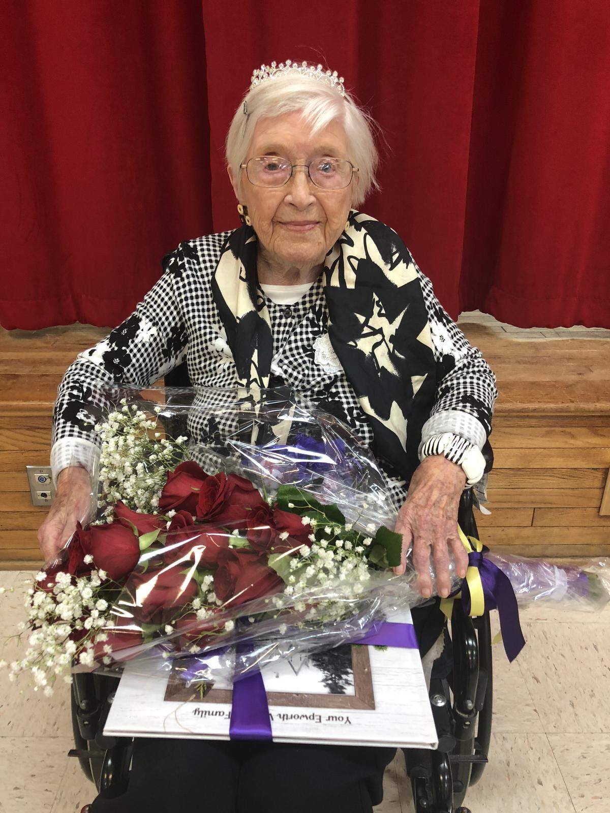Maude Harris celebrates her 111th birthday at a special party Aug. 31 at Epworth Village Retirement Community in Hialeah.