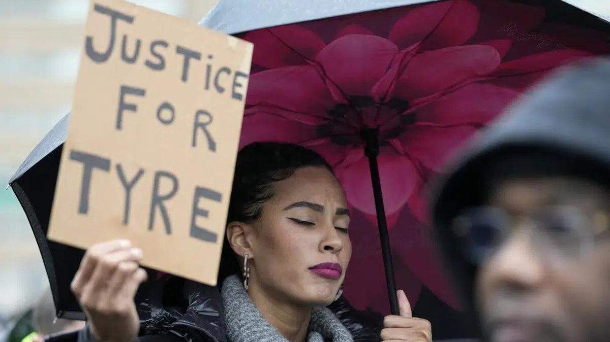 Protesters march on Jan. 28, 2023, in Memphis, Tennessee, over the death of Tyre Nichols, who died after being beaten by police.