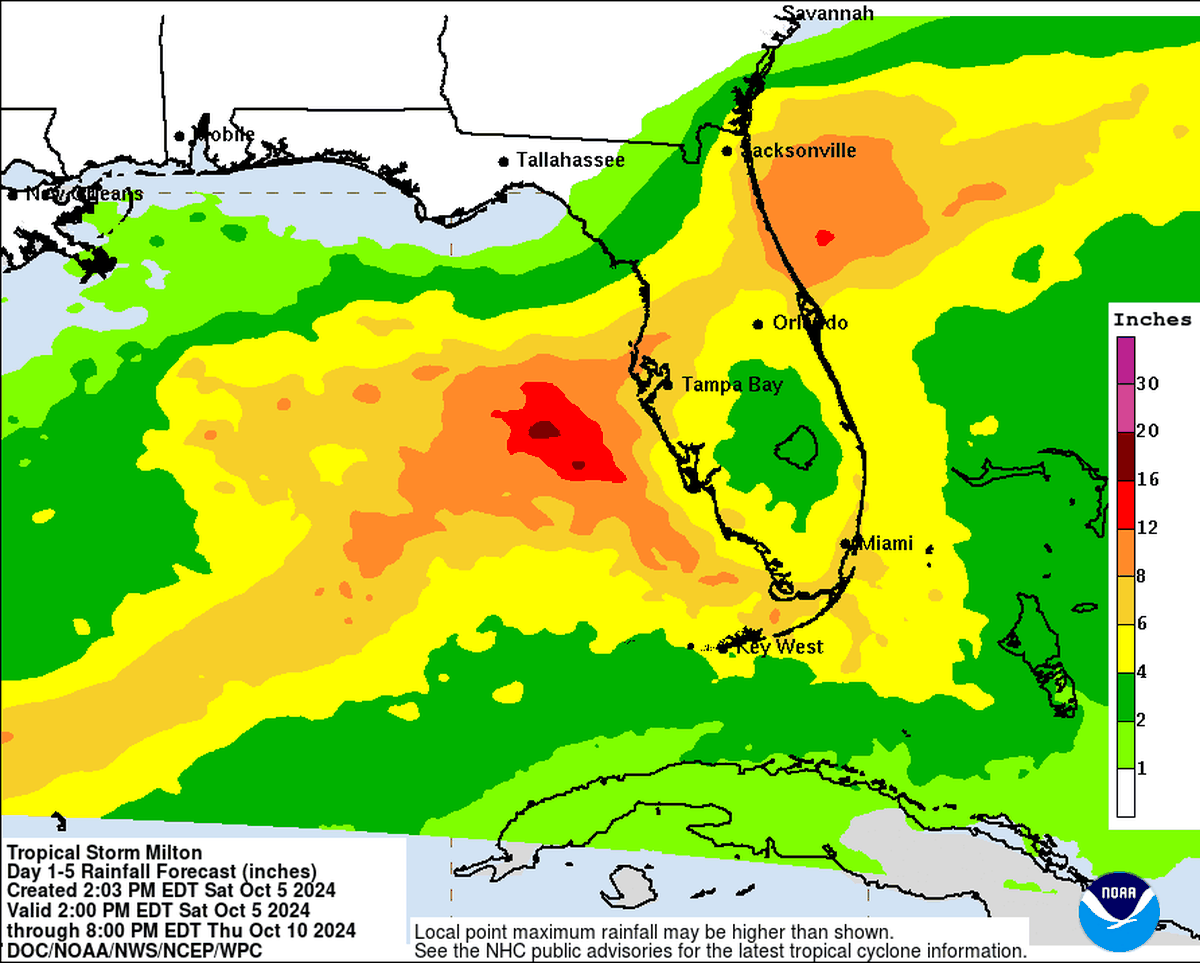 Florida could get drenched by Milton.