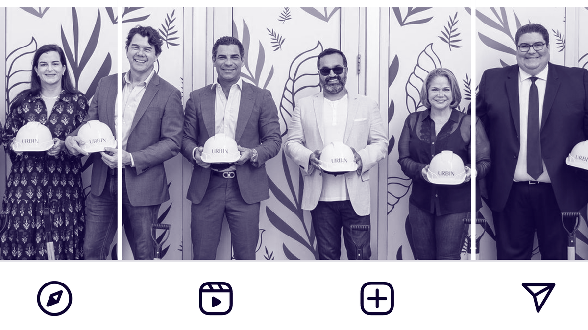 Instagram post by developer Rishi Kapoor’s URBIN Condos brand shows Miami Mayor Francis Suarez at the groundbreaking for a project in Coconut Grove. Company records show Kapoor (center right) had been paying Suarez (center left) $10,000 per month as a consultant, which the Miami Herald’s reporting revealed.