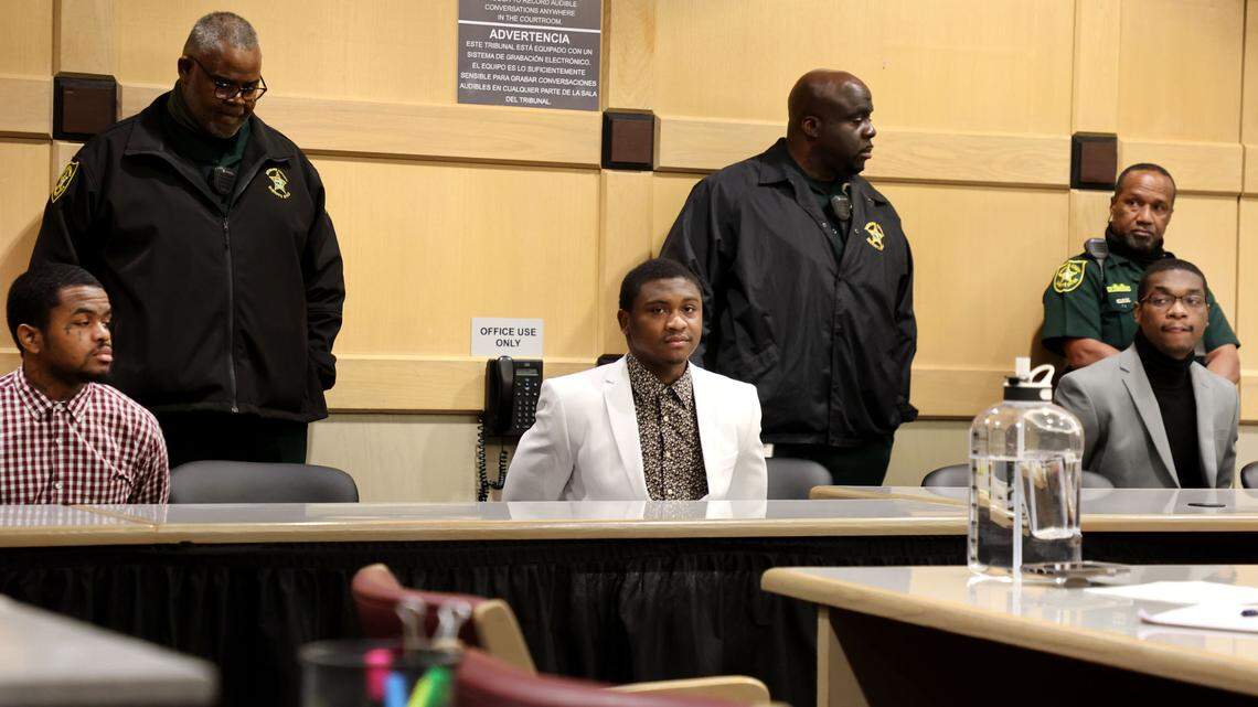 Dedrick Williams, left, Trayvon Newsome and Michael Boatwright were found guilty of first-degree murder of emerging rapper XXXTentacion at the Broward County Courthouse in Fort Lauderdale on Monday, March 20, 2023. XXXTentacion, born Jahseh Onfroy, 20, was killed during a robbery outside of Riva Motorsports in Deerfield Beach in 2018.