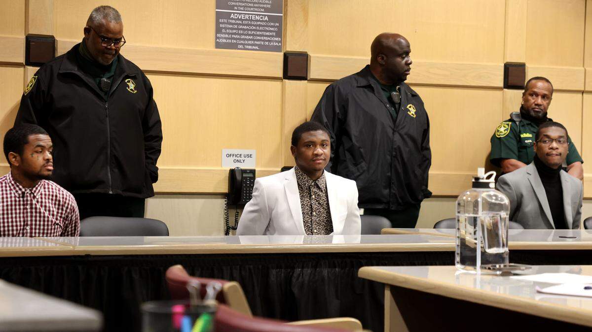 Dedrick Williams, left, Trayvon Newsome and Michael Boatwright were found guilty of first-degree murder of emerging rapper XXXTentacion at the Broward County Courthouse in Fort Lauderdale on Monday, March 20, 2023. XXXTentacion, born Jahseh Onfroy, 20, was killed during a robbery outside of Riva Motorsports in Deerfield Beach in 2018.