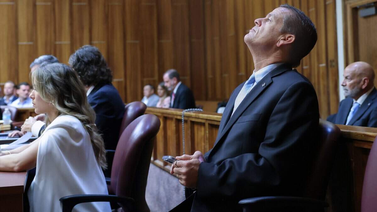 George Pino quietly sits and gather his thoughts prior to the arrival of the jury. Pino is charged in connection to the crash that killed 17-year-old Lucy Fernandez. Pino is charged in connection to the crash that killed 17-year-old Lucy Fernandez.
