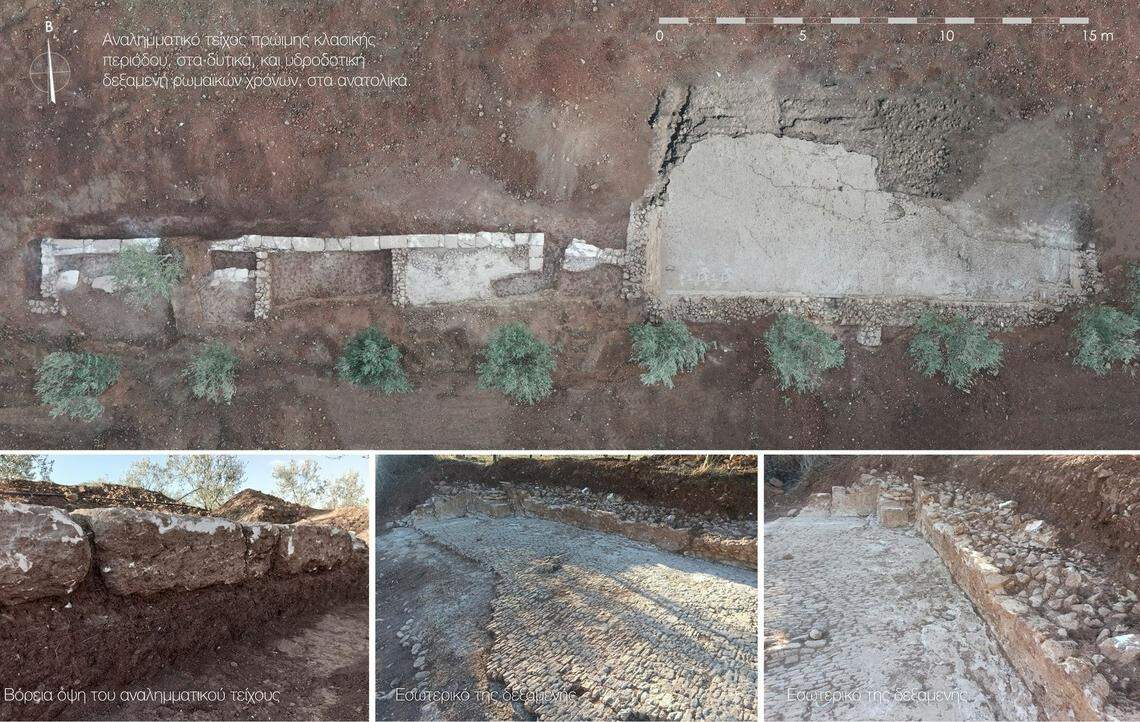 An excavated portion of the city wall and a cistern likely part of the city’s water supply.