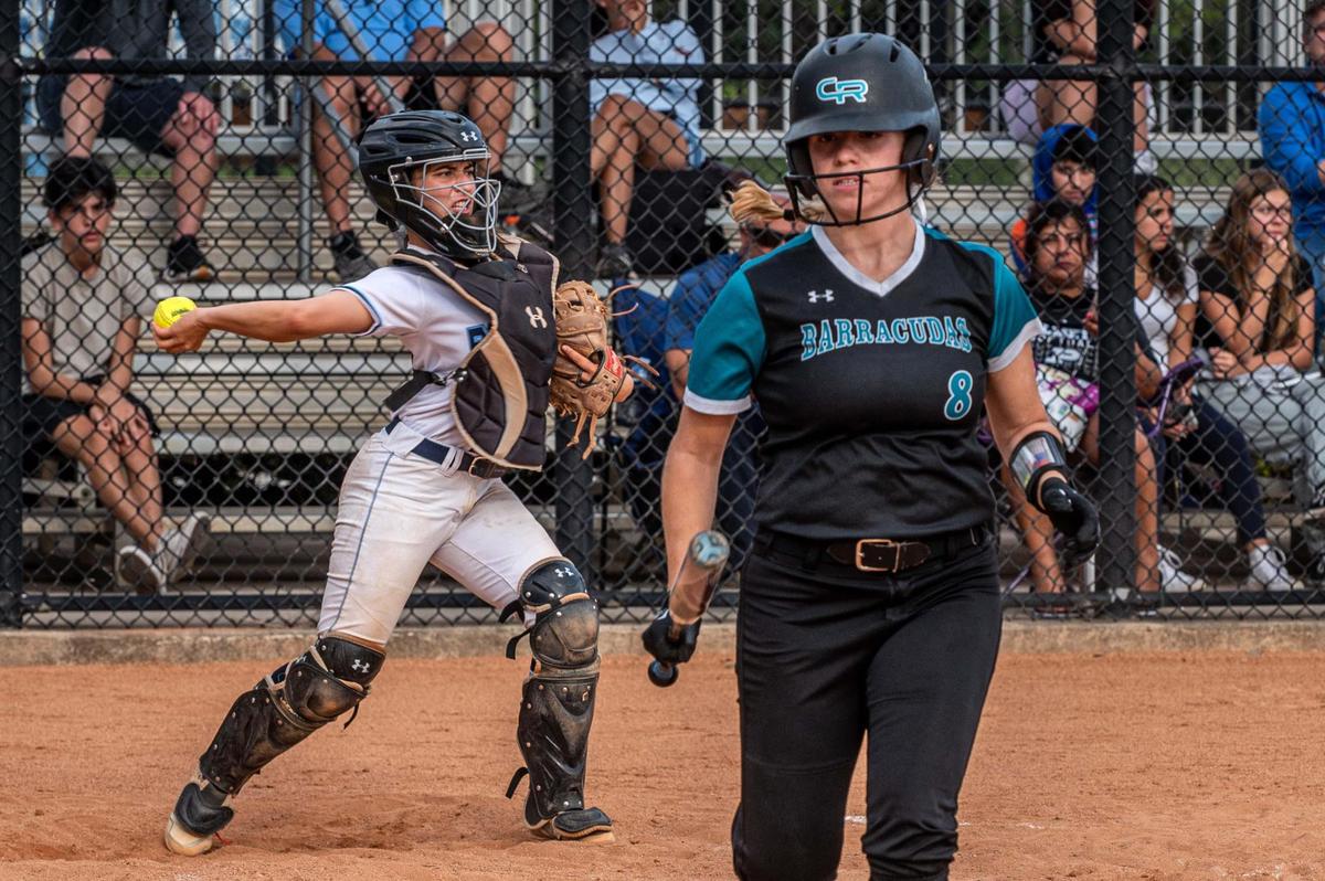The women’s softball teams from Palmetto and Coral Reef, compete in the final of the GMAC Softball Champions, at Palmetto Bay Park, on April 21, 2022.