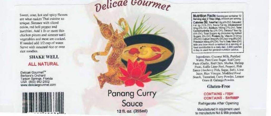 Delicae Gourmet Panang Curry Sauce label