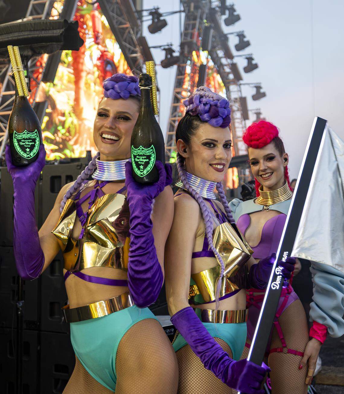 Performers react as Excision plays his set during Ultra Music Festival’s 26th anniversary at Bayfront Park on Saturday, March 28, 2026, in downtown Miami, Fla.