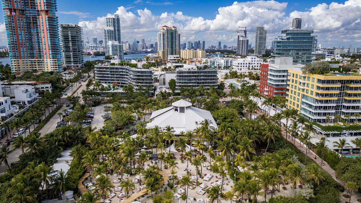 Aerial view of Nikki Beach, the day club that has been a staple of South Beach for decades, is likely entering its final months as its lease with the City of Miami Beach is ending soon, on Wednesday, January 07, 2026. 