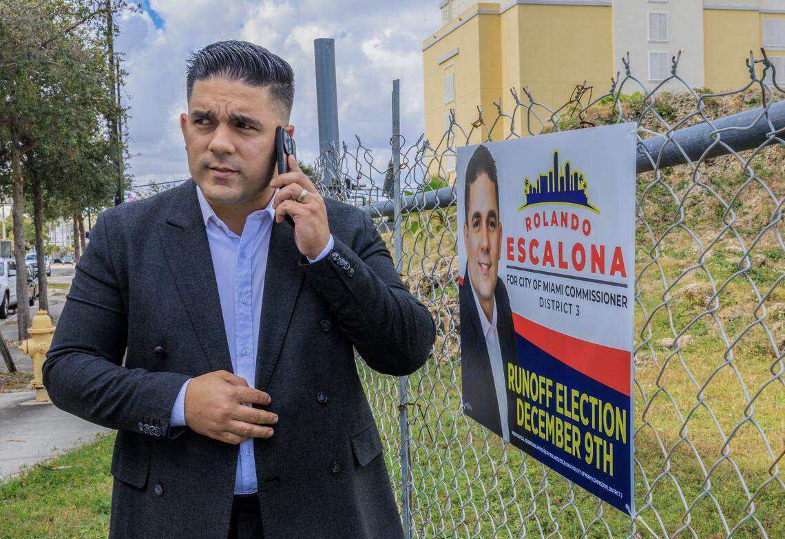 Rolando Escalona, a candidate for the Miami District 3, is facing off against Frank Carollo in a runoff to replace Joe Carollo, who is termed out, on Tuesday, November 25, 2025.