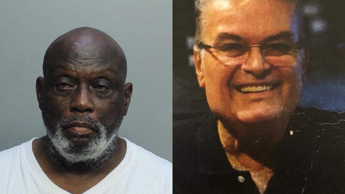 Police say Pastor Burnice Mikell, 70, left, attacked Felipe Madrigal, 70, right, in Opa-locka on April 22, 2020. The altercation happened during a food giveaway.
