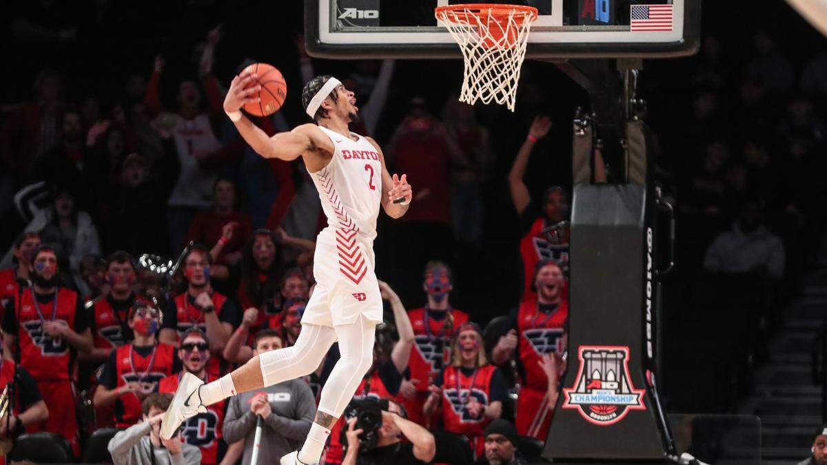 Mar 11, 2023; Brooklyn, NY, USA; Dayton Flyers forward Toumani Camara (2) goes up for a dunk in the second half against the Fordham Rams at Barclays Center. Mandatory Credit: Wendell Cruz-USA TODAY Sports