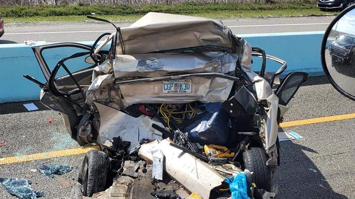 Two people were injured in a car crash on the 18 Mile Stretch of U.S. 1 leaving the Florida Keys Tuesday afternoon, Feb. 23, 2021.
