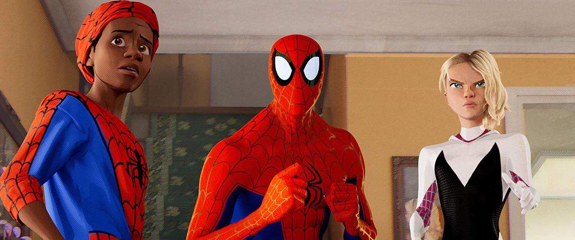 Shameik Moore, Jake Johnson and Hailee Steinfeld in “Spider-Man: Into the Spider-Verse.” Miami native Phil Lord co-wrote and was one of the producers.