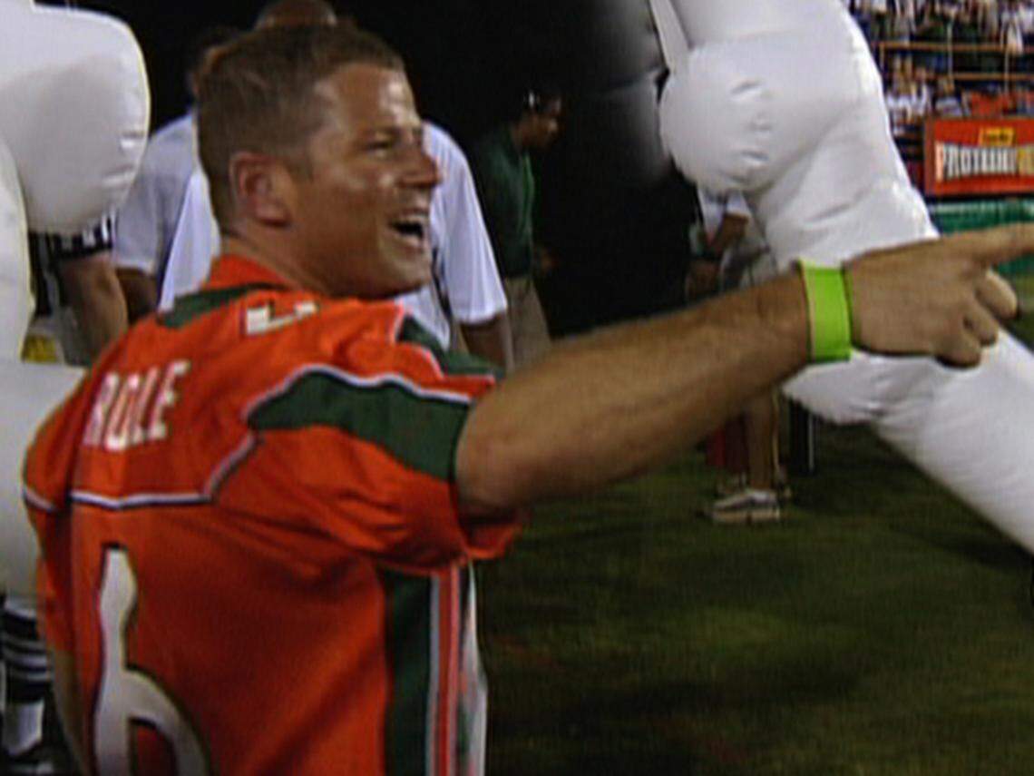 Nevin Shapiro, a former UM booster, on the sideline during a football game. He was investigated for giving improper benefits to athletes and was sentenced to 20 years in prison for his involvement in a ponzi scheme. He was released from prison June 11, 2020 and transferred to home confinement