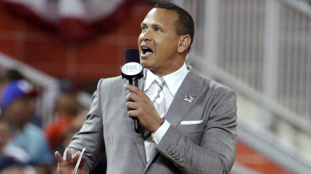 In this July 11, 2017, file photo, former baseball player Alex Rodriguez reports from the field during the MLB baseball All-Star Game in Miami.