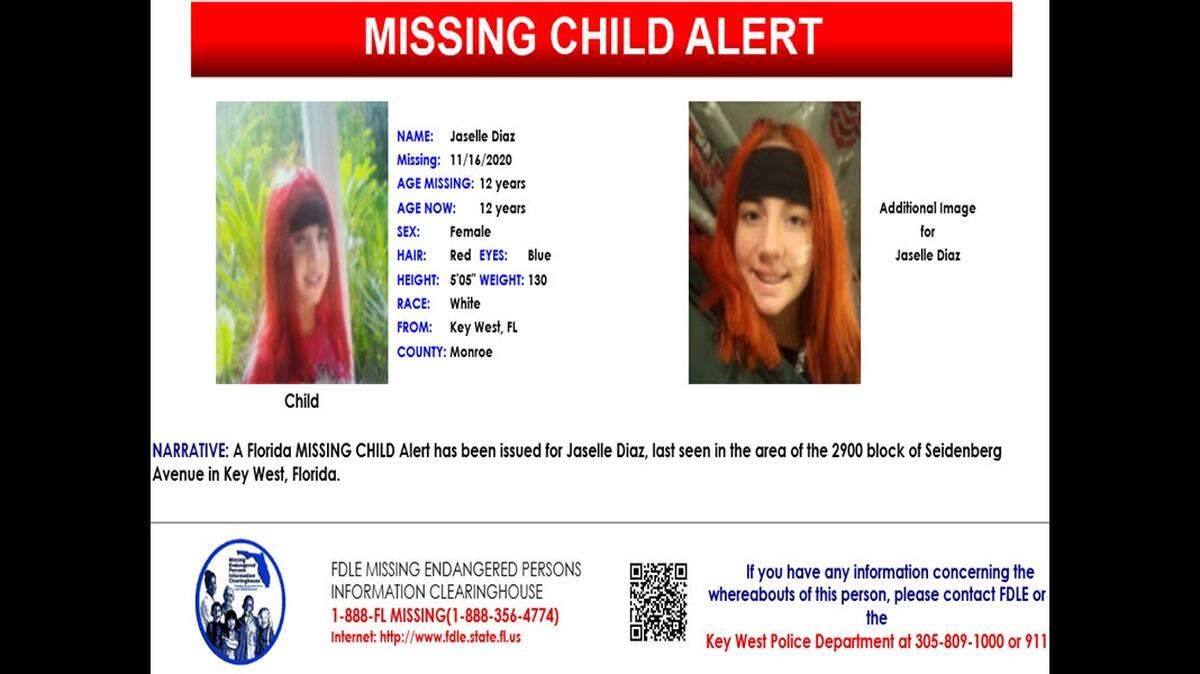 State and local police are searching for Jaselle Diaz, a 12-year-old girl who was last seen on Nov. 16, 2020.