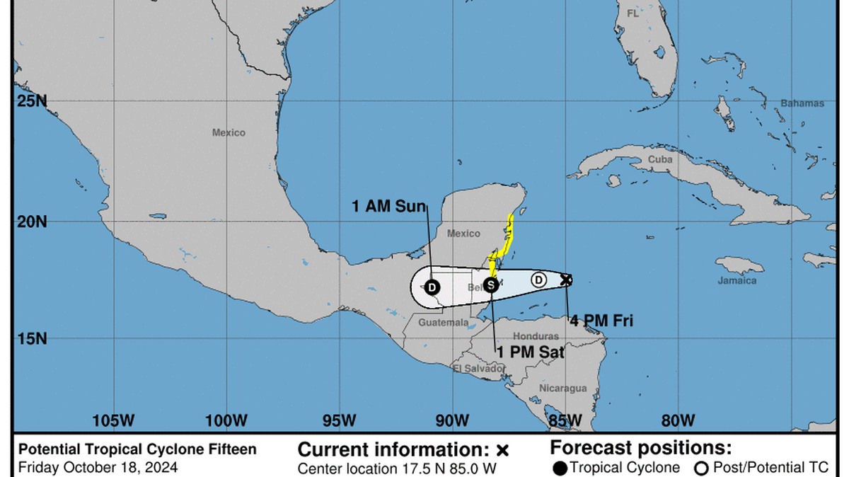 Tropical Storm Nadine may make landfall in Belize on Saturday afternoon.