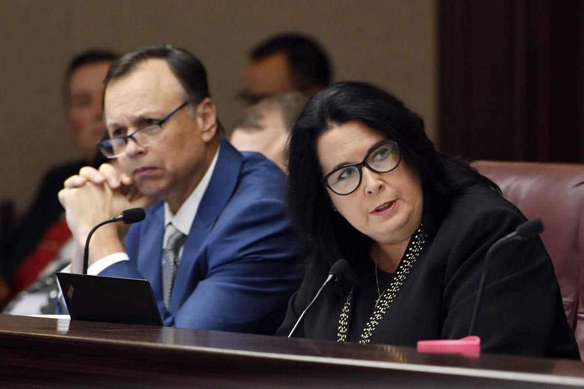 State Sen. Kelli Stargel, R-Lakeland, speaks during a Senate Rules Committee hearing regarding SB 404, known as the “parental consent” bill, at the Capitol Wednesday.