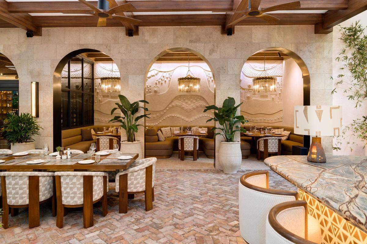 The interior of Ava MediterrAegean restaurant in Coconut Grove.