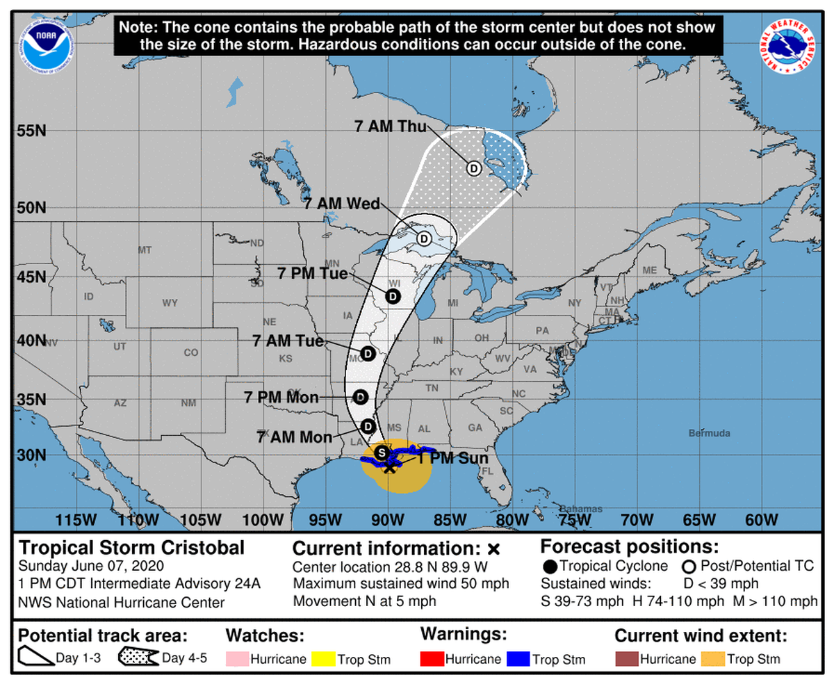 Tropical Storm Cristobal 2 p.m. update
