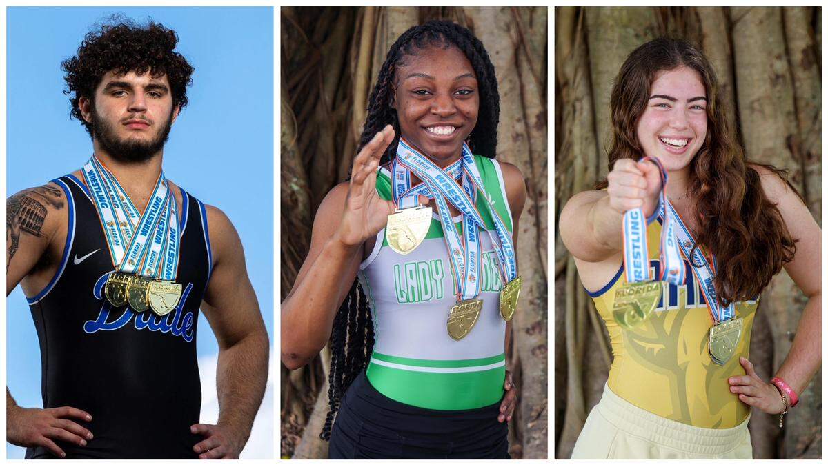 South Dade’s Sawyer Bartelt, North Miami’s Mya Bethel and Coral Park’s Sofia Delgado are the Miami Herald’s Miami-Dade Wrestlers of the Year.