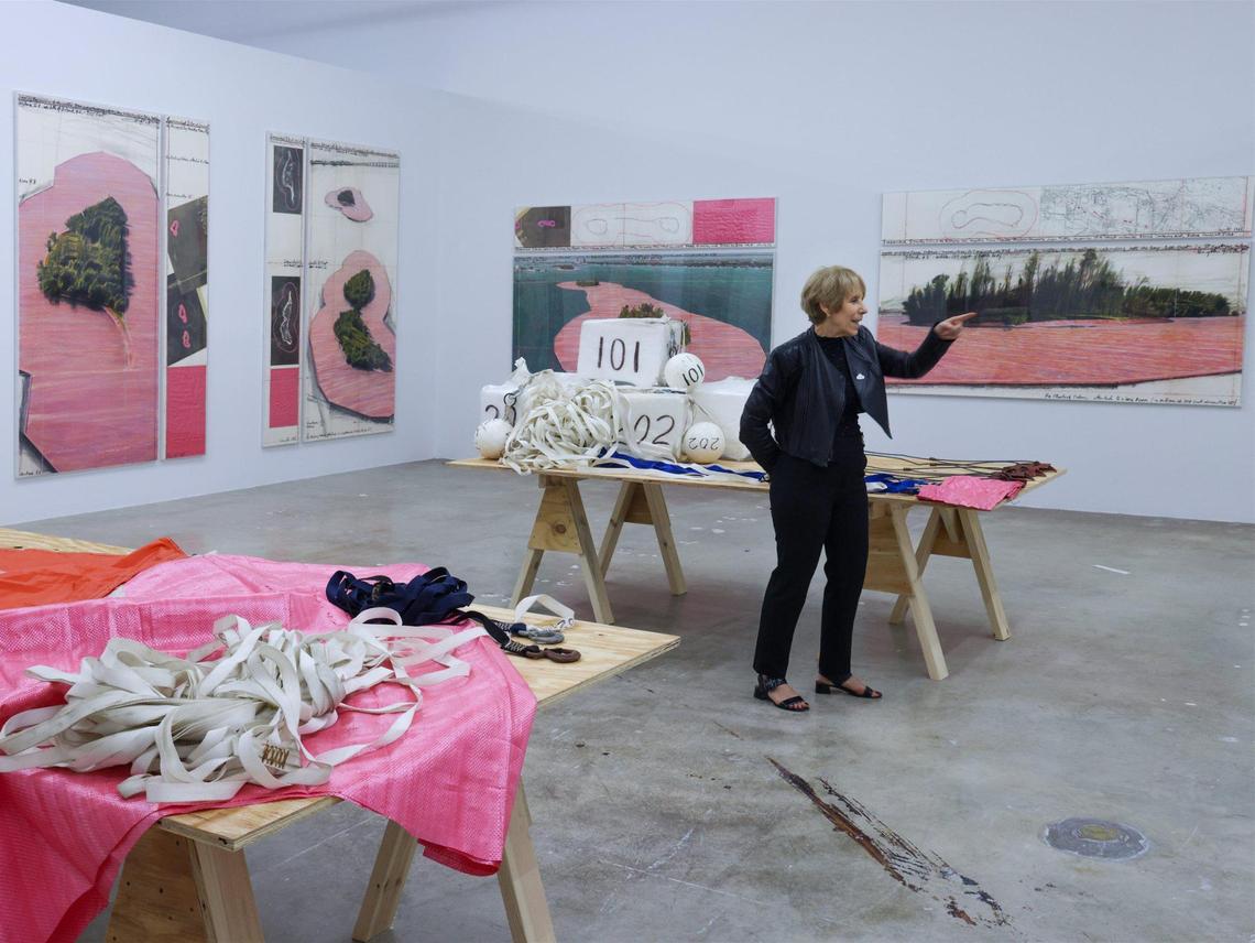 NSU Art Museum curator Bonnie Clearwater tours the exhibition featuring newly acquired photos, models, drawings, letters, and documents related to Christo and Jeanne-Claude’s 1983 conceptual art project, “Surrounded Islands.” 