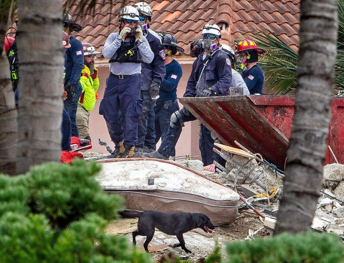 Search and rescue teams look for survivors at the 12-story oceanfront condo, Champlain Towers South on Tuesday, June 29, 2021